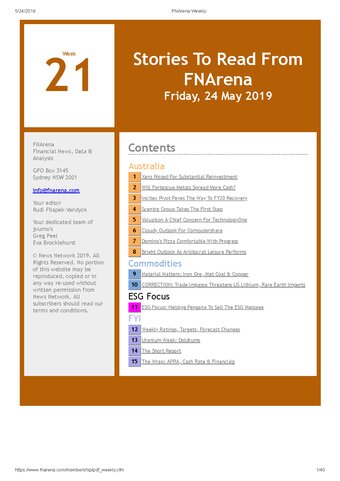 FNArena Weekly PDF Preview