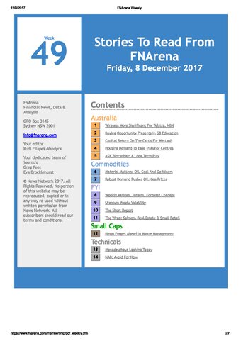 FNArena Weekly PDF Preview