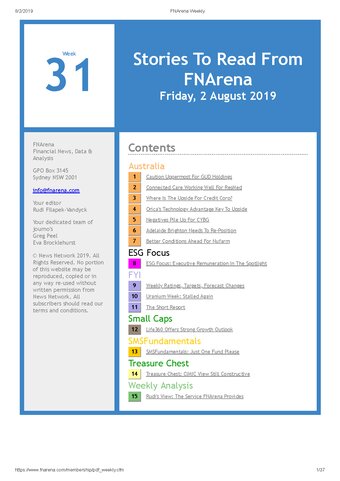 FNArena Weekly PDF Preview