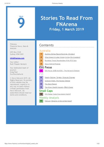 FNArena Weekly PDF Preview