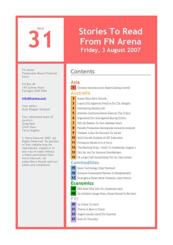 FNArena Weekly PDF Preview