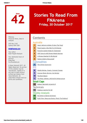 FNArena Weekly PDF Preview