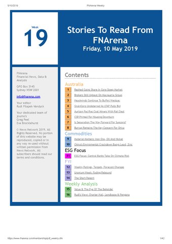 FNArena Weekly PDF Preview
