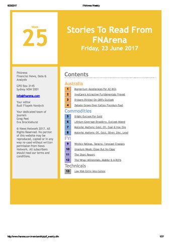 FNArena Weekly PDF Preview