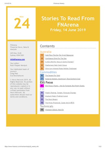 FNArena Weekly PDF Preview