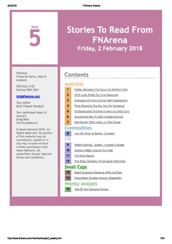 FNArena Weekly PDF Preview