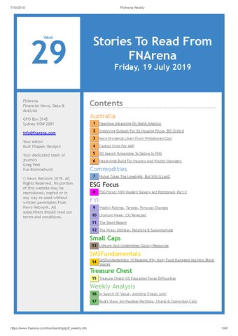 FNArena Weekly PDF Preview