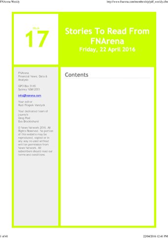 FNArena Weekly PDF Preview