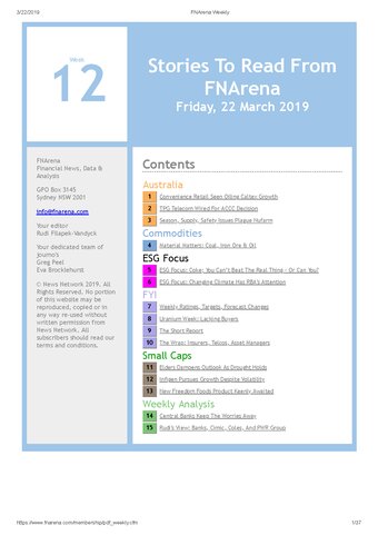 FNArena Weekly PDF Preview