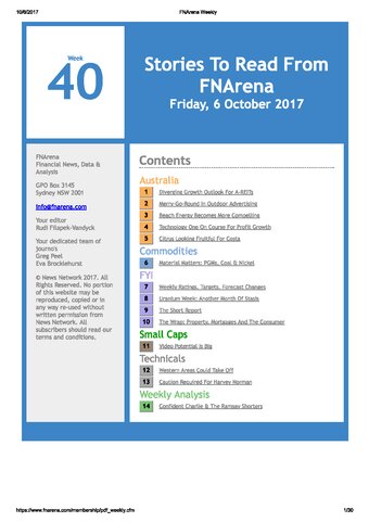 FNArena Weekly PDF Preview