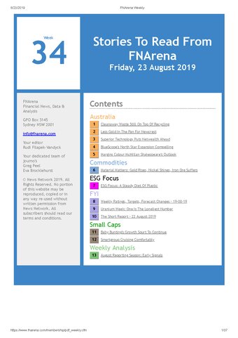 FNArena Weekly PDF Preview