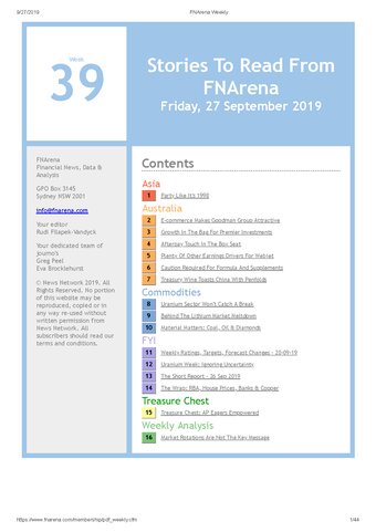 FNArena Weekly PDF Preview