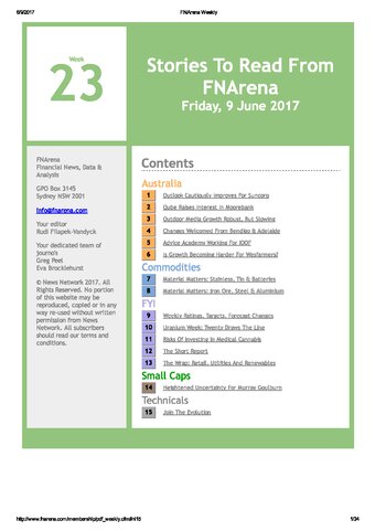 FNArena Weekly PDF Preview