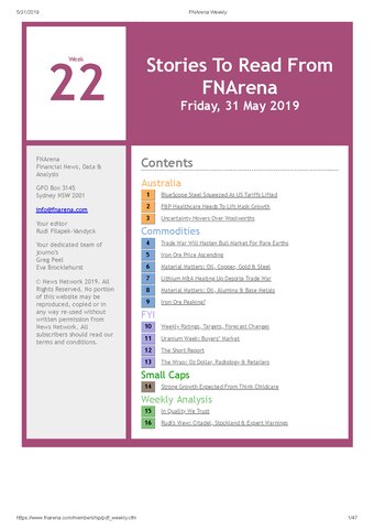 FNArena Weekly PDF Preview