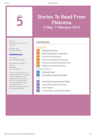 FNArena Weekly PDF Preview