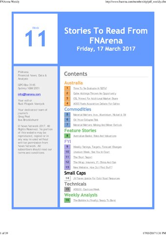 FNArena Weekly PDF Preview