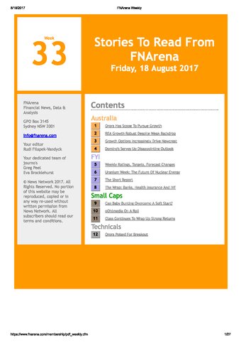 FNArena Weekly PDF Preview