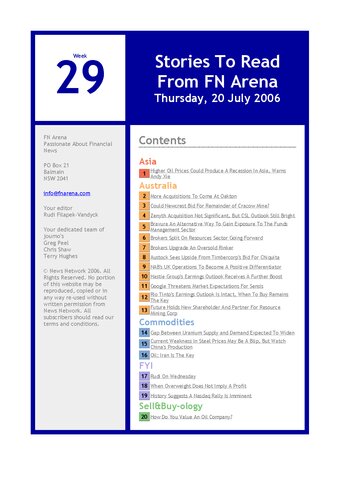 FNArena Weekly PDF Preview