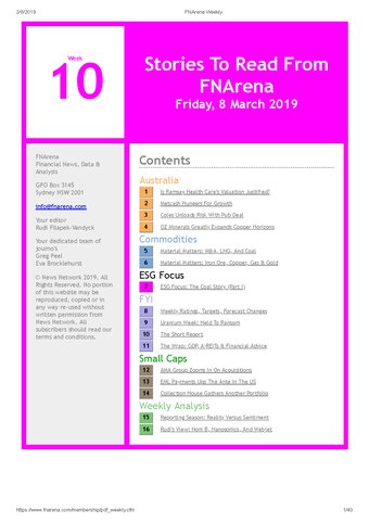 FNArena Weekly PDF Preview