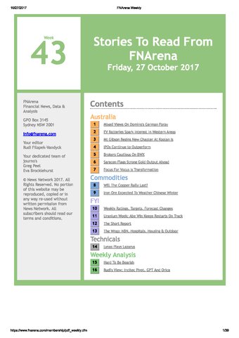 FNArena Weekly PDF Preview