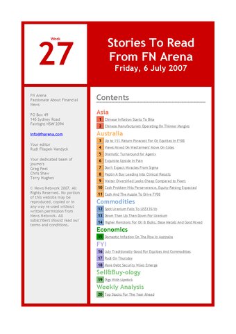 FNArena Weekly PDF Preview