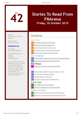FNArena Weekly PDF Preview