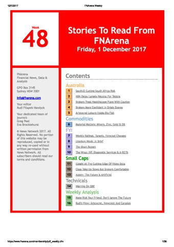 FNArena Weekly PDF Preview
