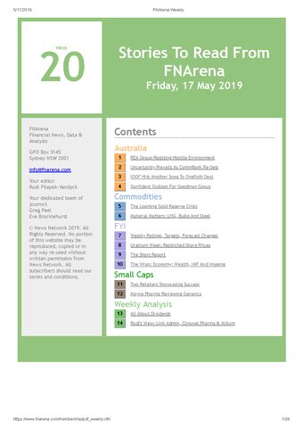FNArena Weekly PDF Preview