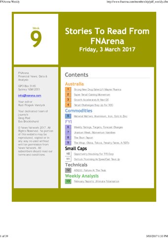 FNArena Weekly PDF Preview