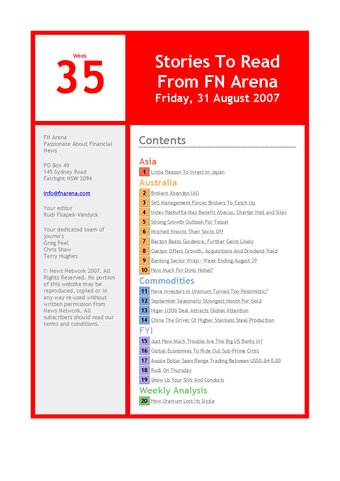 FNArena Weekly PDF Preview