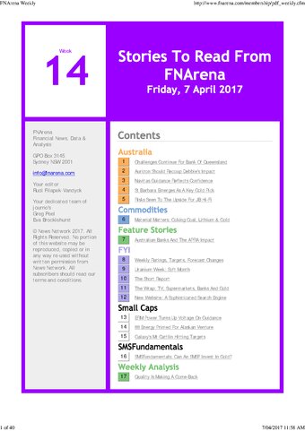 FNArena Weekly PDF Preview