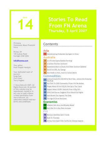 FNArena Weekly PDF Preview