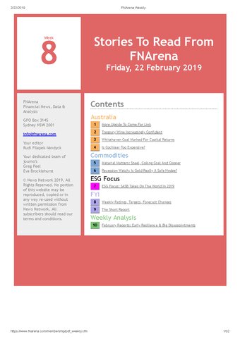 FNArena Weekly PDF Preview