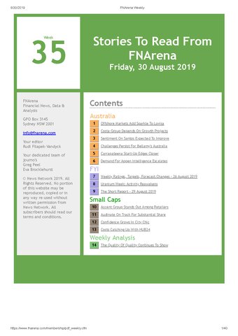 FNArena Weekly PDF Preview