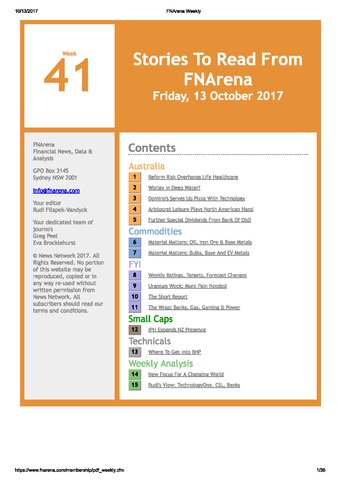 FNArena Weekly PDF Preview