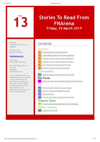 FNArena Weekly PDF Preview