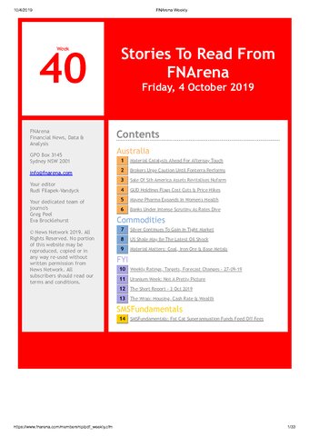 FNArena Weekly PDF Preview