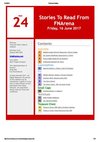 FNArena Weekly PDF Preview