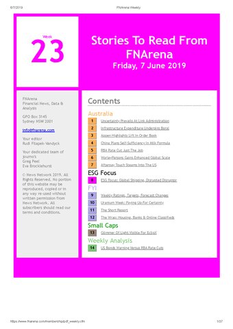 FNArena Weekly PDF Preview