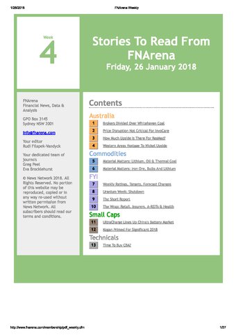 FNArena Weekly PDF Preview