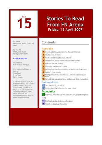 FNArena Weekly PDF Preview