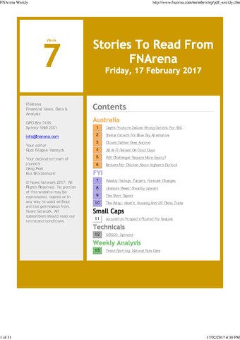 FNArena Weekly PDF Preview