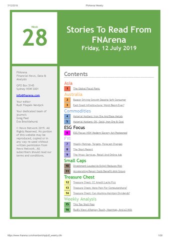 FNArena Weekly PDF Preview
