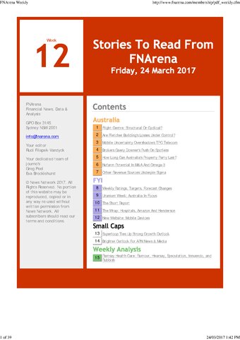 FNArena Weekly PDF Preview