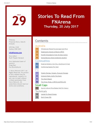 FNArena Weekly PDF Preview