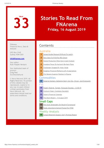 FNArena Weekly PDF Preview