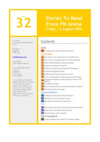 FNArena Weekly PDF Preview