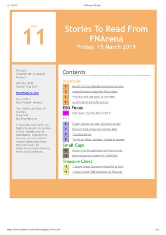 FNArena Weekly PDF Preview