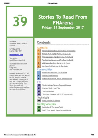 FNArena Weekly PDF Preview