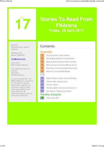 FNArena Weekly PDF Preview